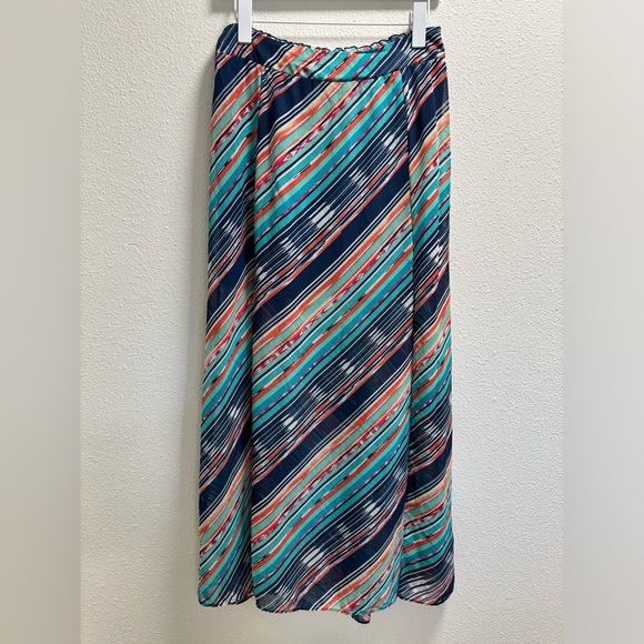 Maurices Striped Maxi Skirt Slits Lined Lightweight Multi Color Medium - Picture 1 of 9